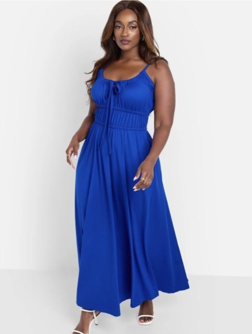 Rebdolls Bai Peasant Top Skater Maxi Dress - Blue